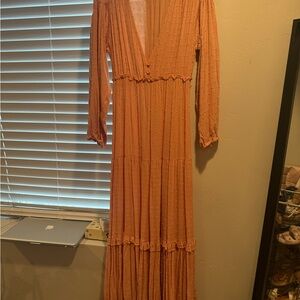 Elegant Peach Maxi Dress